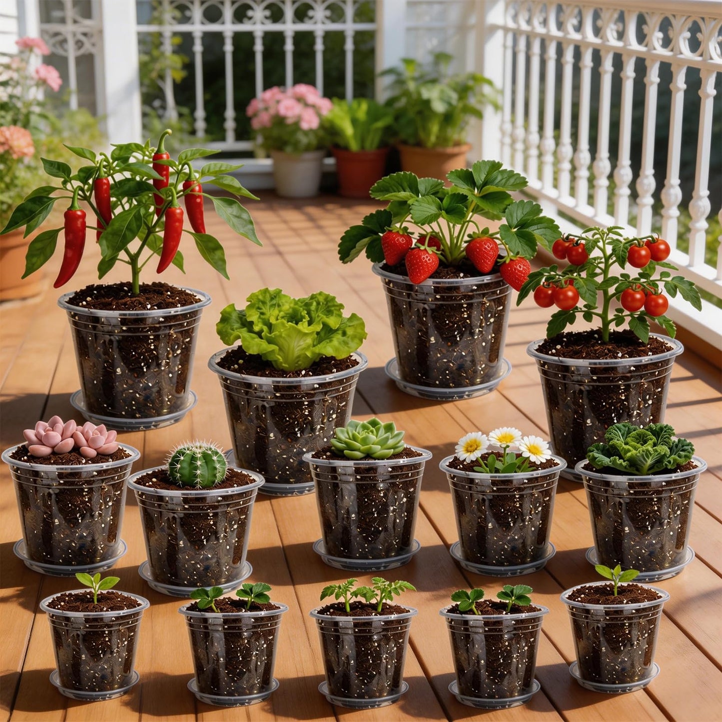 24 Pack Clear Nursery Pots for Plants, 4/5/6 Inch Plastic Plant Pots with Drainage Holes and Saucers, Transparent Orchid Pots for Indoor Plants, Seedlings, Cuttings, Repotting and Root Observation