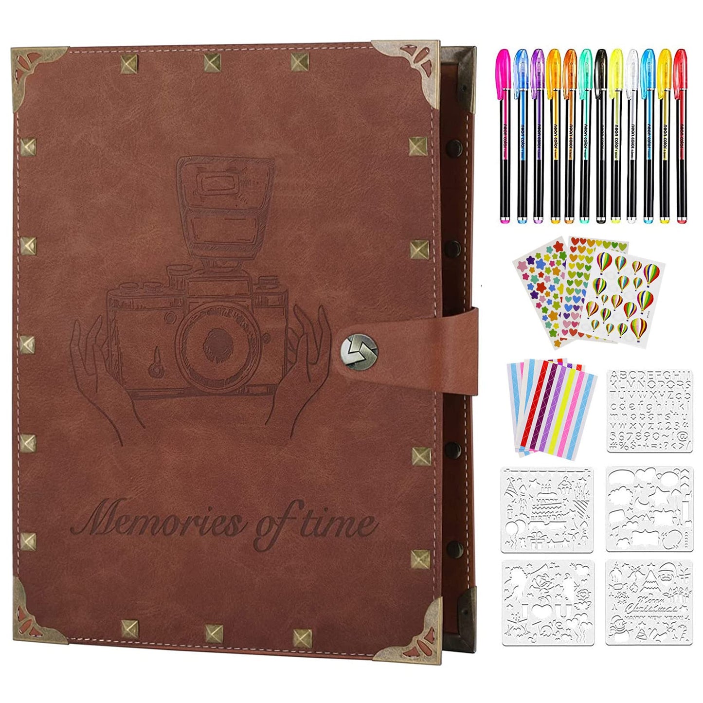 ZEEYUAN DIY Scrapbook Photo Album 60 Pages Leather Memory Photo Book 8.5x11 inch,Vintage Travelling Scrapbook Family Scrap Book Scrapbooking Supplies Kits for Couples