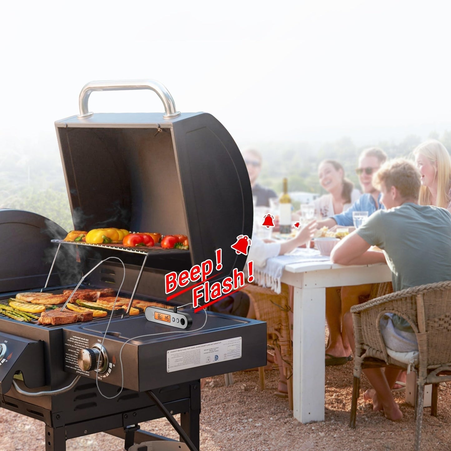 Rechargable Waterproof Backlight 2 in 1 Folding Wired Probe Digital Kitchen Cooking Oven BBQ Meat Thermometer
