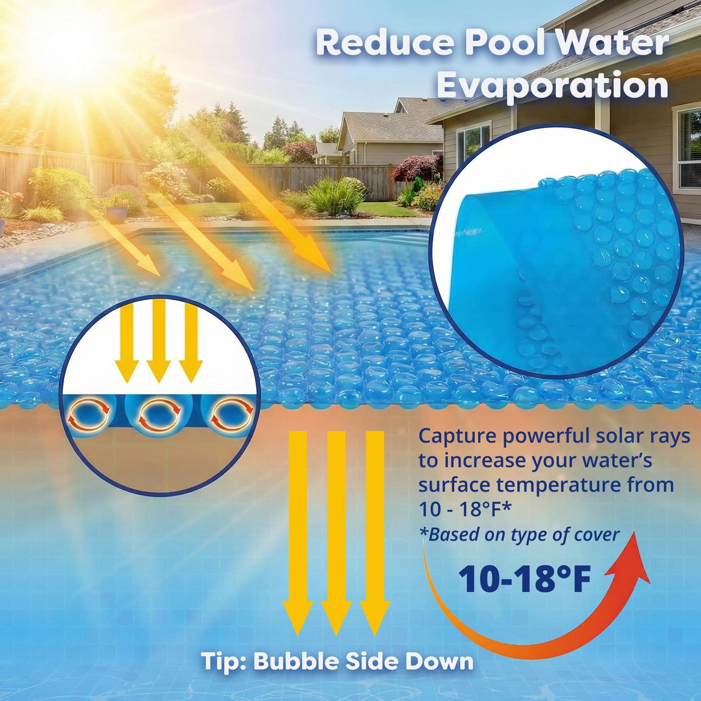 In The Swim 18' Ultra Silver Round Solar Pool Cover 16 Mil for Solar Heating Above Ground Pools and Inground Pools