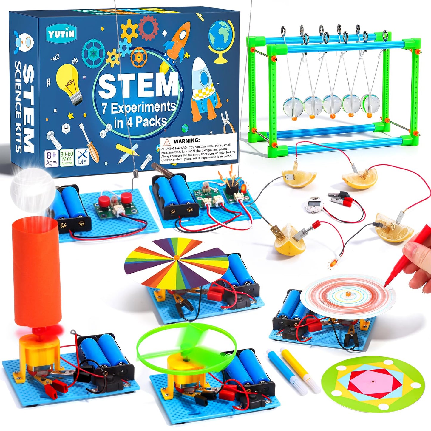 4 Set STEM Science Kits for Kids Age 8-12, 7-in-1 Science Experiments Crafts Projects Electric Motor Building Kit 8-10 9-12, STEM Toys for 8 9 10 11 13 Year Old Boys Girls Classroom Activity Gift