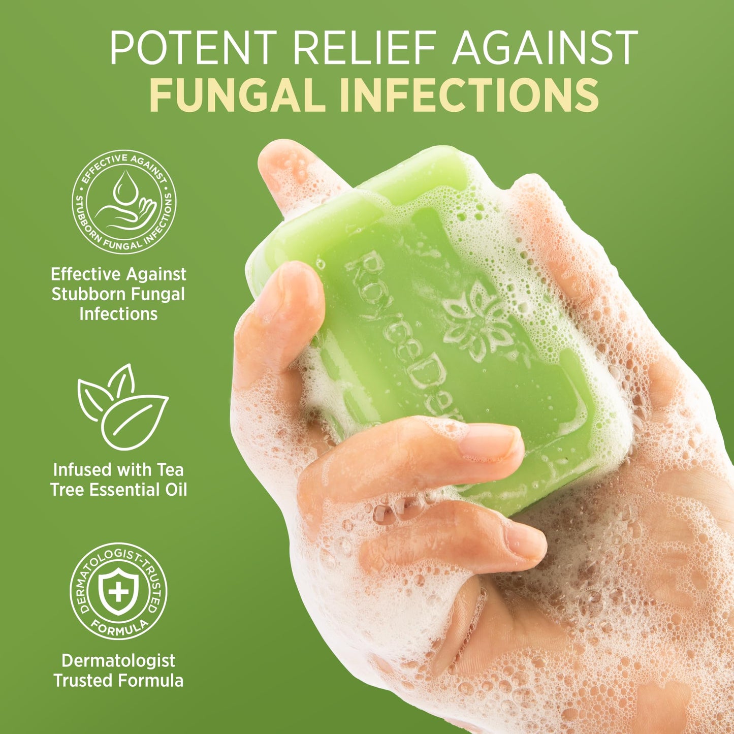 Roycederm Antifungal Bar Soap - Tea tree Oil Soap - Athlete’s Foot Treatment for Jock Itch & Ringworm - Medicated Antifungal Soap with Clotrimazole 1% - Tea Tree Oil Scent, 1 Pack