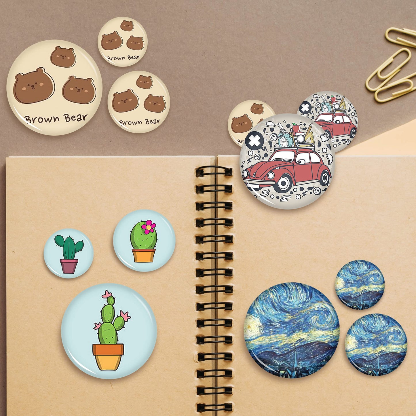 Onemorello 200 Sets Button Maker Supplies, 25mm / 0.98 inch Button Supplies Buttons Parts, (Approx. 1 inch) Metal Blank Badge Parts with Blank Paper for Buttons Maker Machine Pin Maker Press