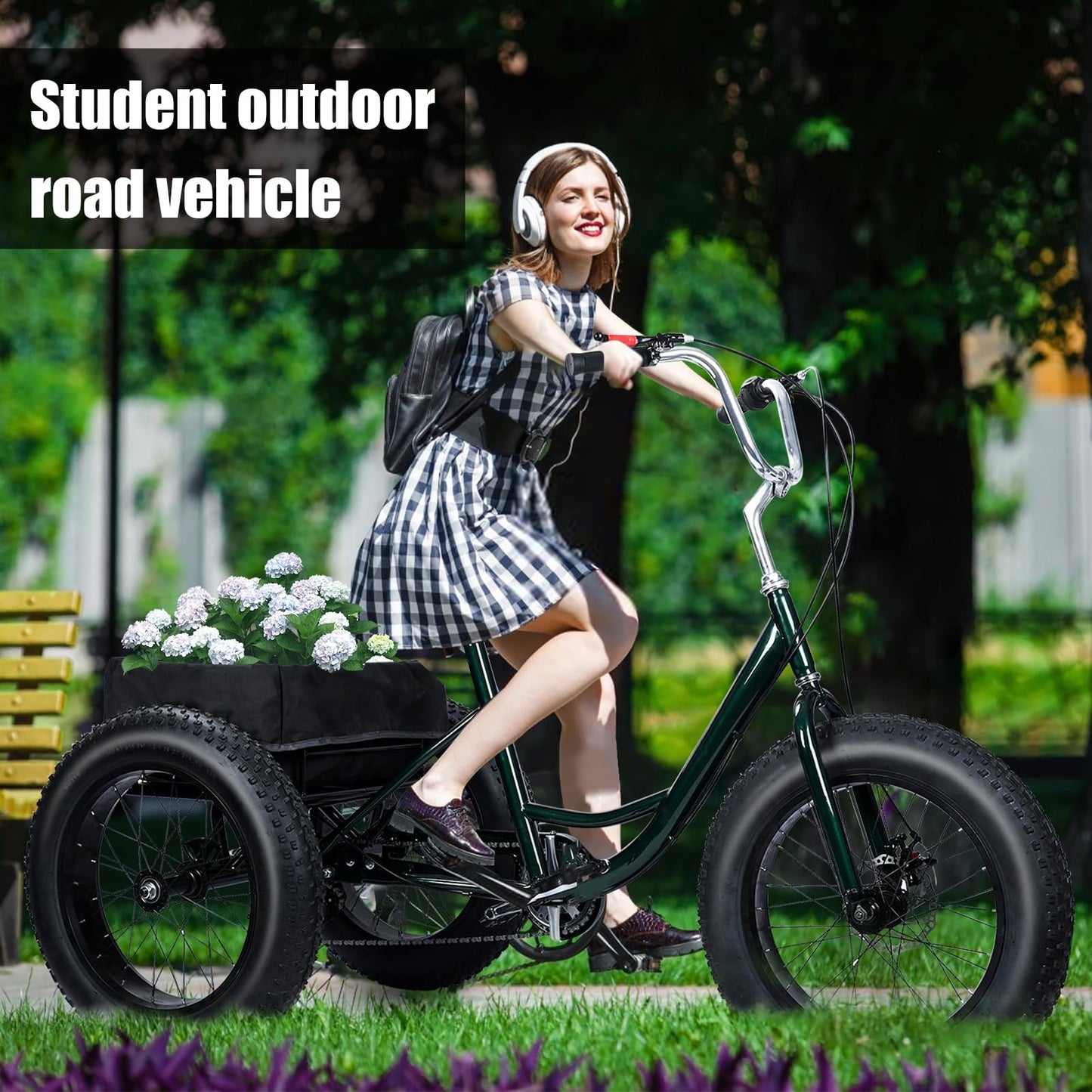 yifaeux 2024 New Tricycle for Adults, 20" x 4.0 Fat Snow Tires Trike, Drift Trike for Adult, 7 Speed Tricycle with Double Disc Brake, 3 Wheel Bicycle with Large Basket Outdoor Beach Sonw L