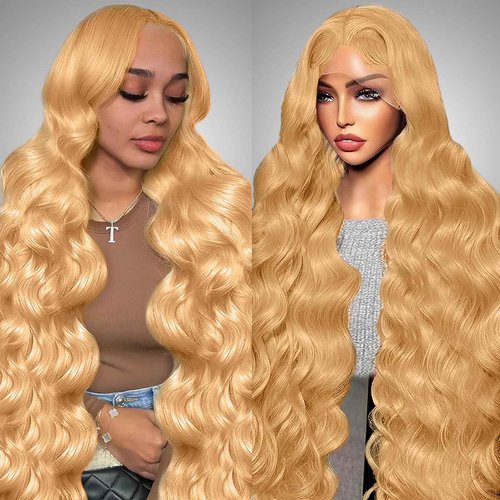 KERUISI 26 Inch Honey Blonde Wig Human Hair 200% Density 13x6 Body Wave Pre Plucked Glueless HD Transparent Lace Frontal Wigs Human Hair for Women