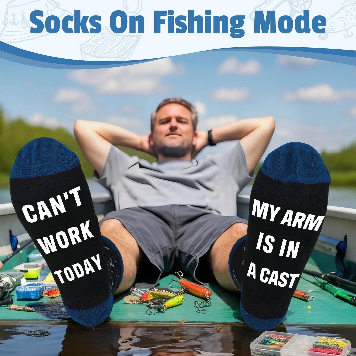 Gifts for Fishermen Fishing Lovers Gifts for Men Cool Fisherman Stuff for Mens Unique Fishing Accessories for Men with Keychain Mug Hat Socks