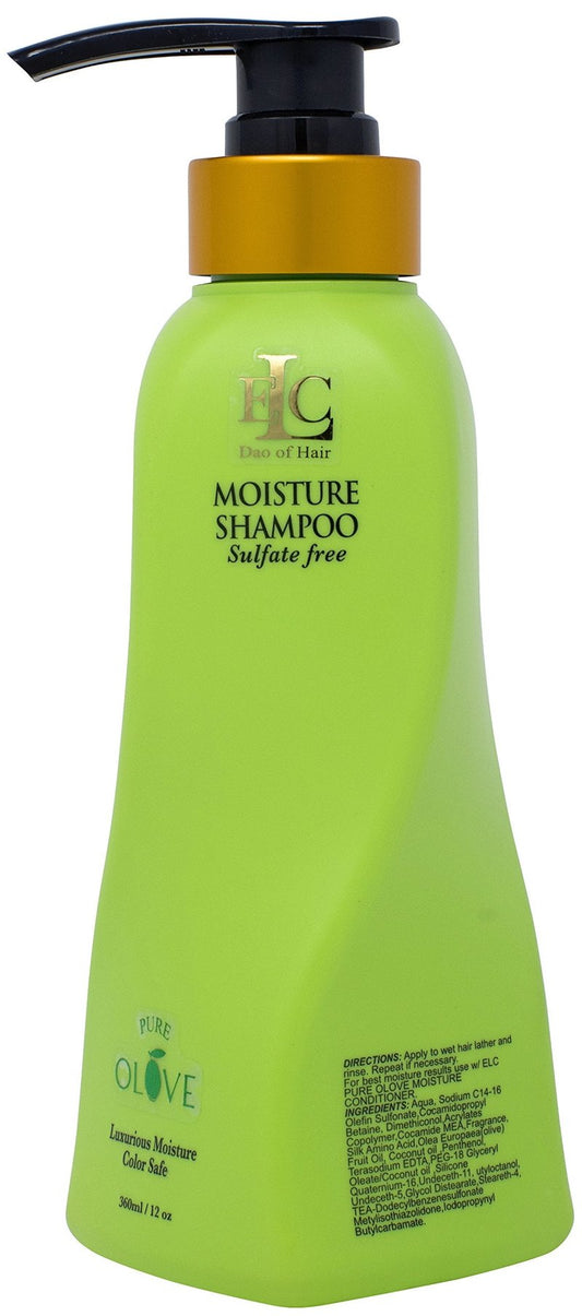 ELC Pure Olove Moisturizing Shampoo (12oz)- Sulfate Free Color Safe Shampoo Moisturizes, Nourishes, Balances & Repairs, Dry, Keratin Smoothing Treated, Multi Textured Hair.