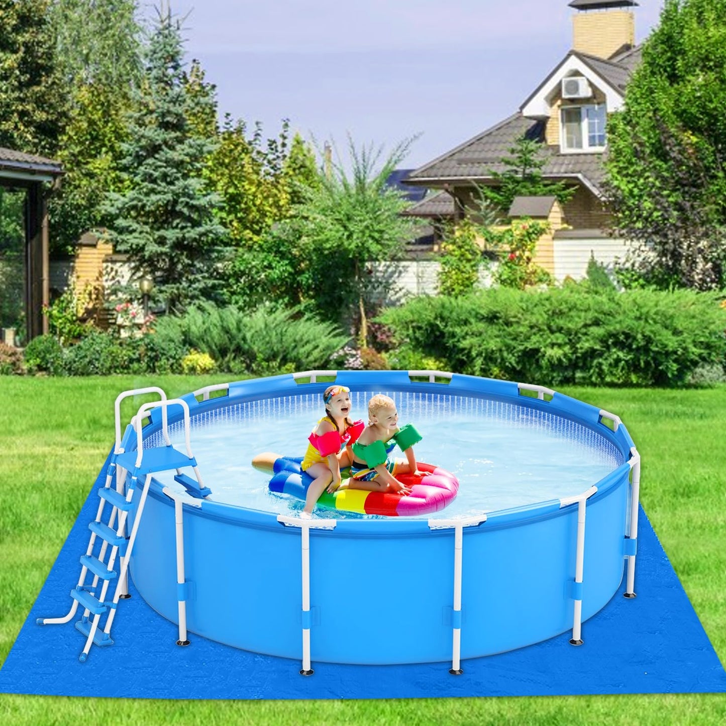 YEXEXINM 13 x 13 Ft Pool Ground Cloths,Swimming Pool Waterproof PE Swimming Pool Liner Pad for Protect Above Ground Pool Blanket for 8ft to 12ft Frame Above Ground Pools Accessories Prevents Punctures
