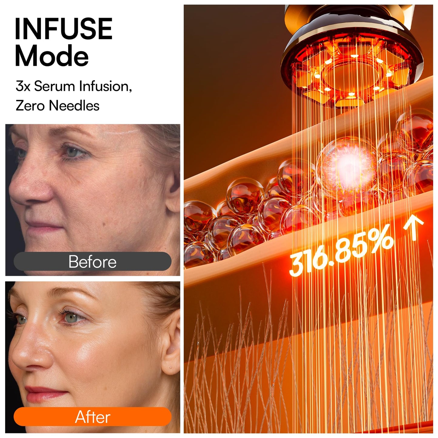 INIA 3-in-1 Red Light Therapy for Face and Neck Beauty Device for Puffiness & Skin Firming Skincare Tool (White)