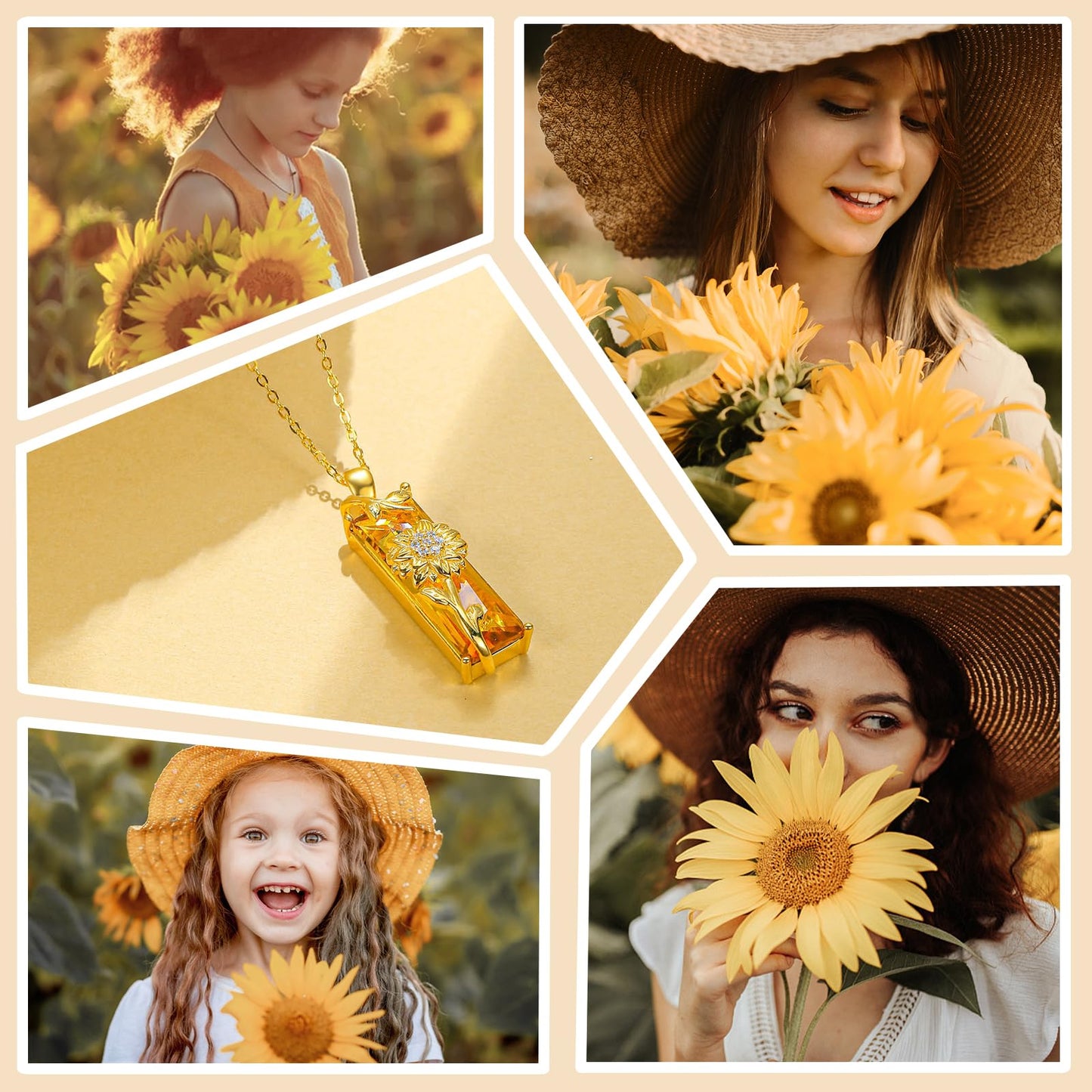 AENEAS Valentines Day Gifts for Women Her Sunflower Necklaces for Women 14K Gold Plated 925 Sterling Silver Sunflower Pendant Citrine Necklace Crystal Flower Jewelry Gift for Wife Her