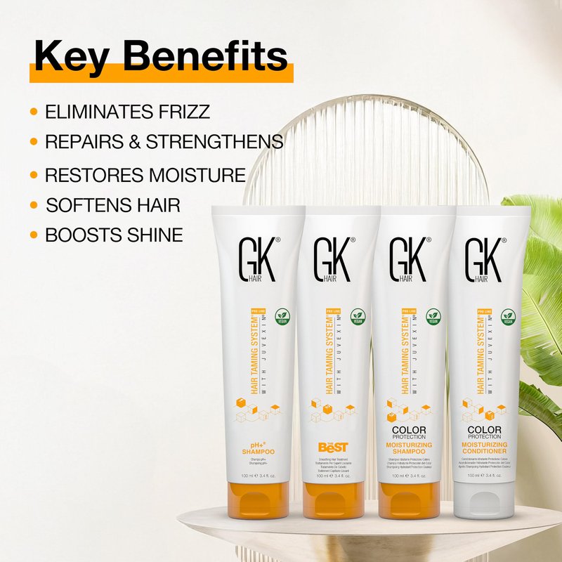 GK HAIR Global Keratin The Best Smoothing Keratin Treatment Kit (3.4 Fl Oz/100ml) Professional Brazilian Complex Blowout Straightening For Silky Smooth & Frizzy Hair