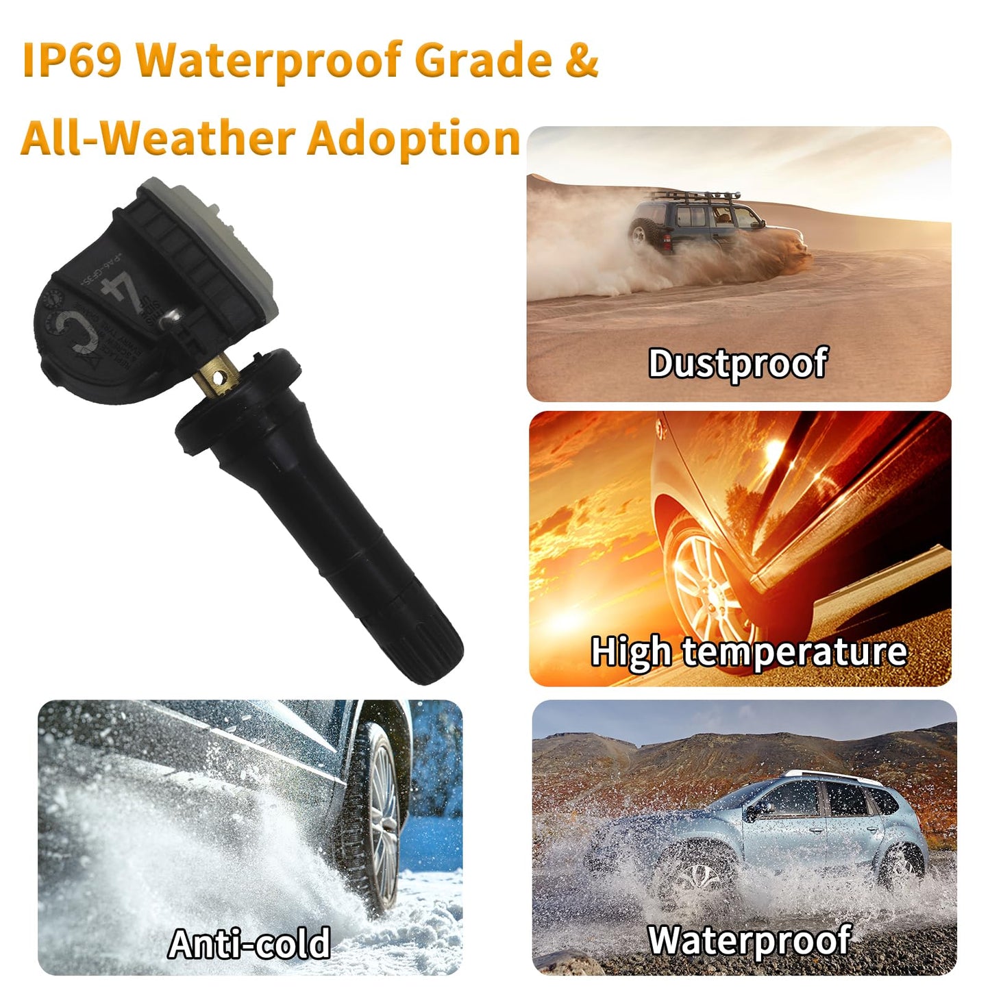 JUEDIMA TPMS Sensor, 433MHz Tire Pressure Monitor Sensor Compatible with Malibu, Silverado, Impala, Lacrosse, CT6, XT5, Acadia & Sierra 2016-2023, Replace# 13598773 13516165, 4PCS Set