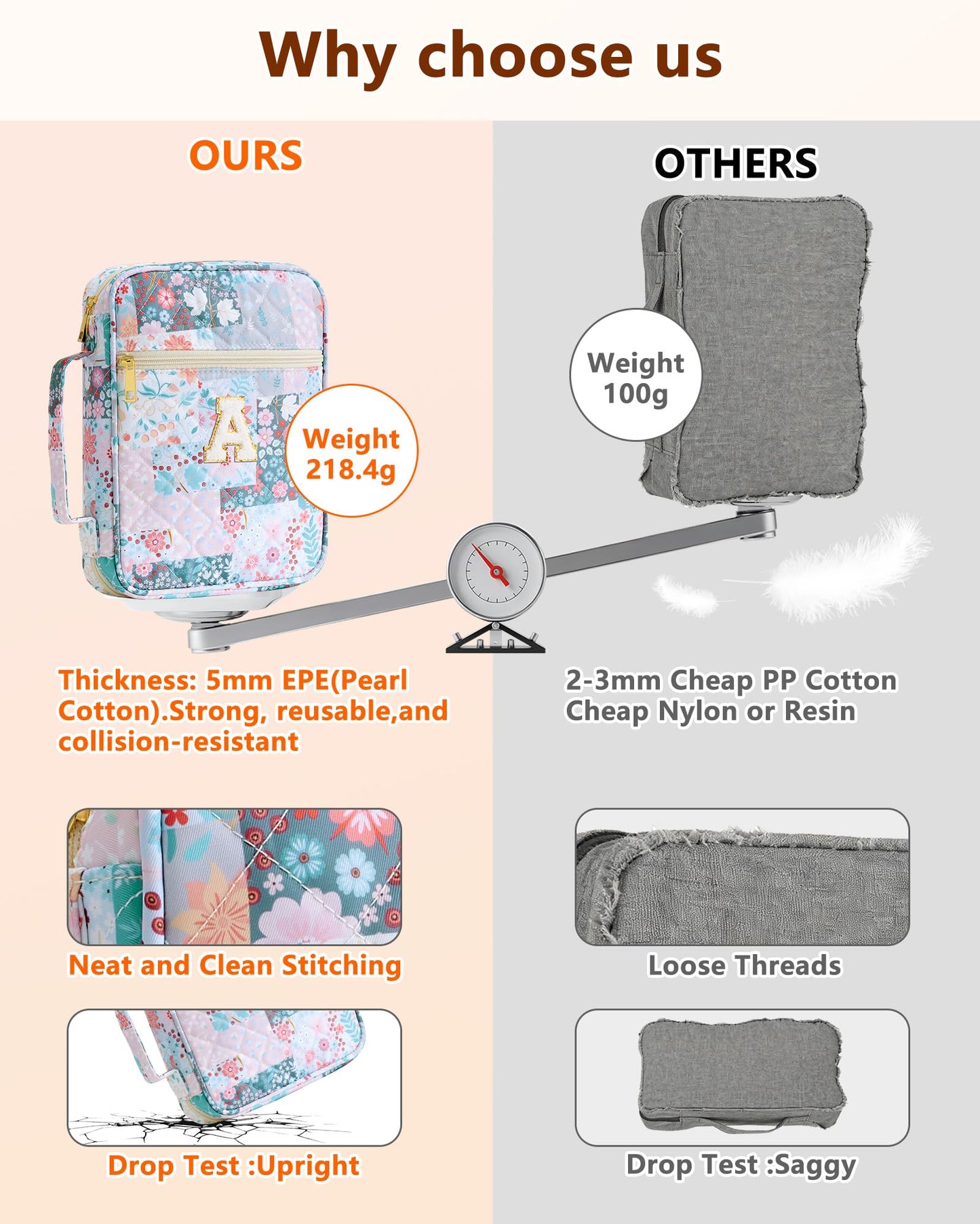Oterri Bible Cover Case For Women, Large Bible Cover With Bible Study Supplies Accessories, Quilted Soft Bible Tote Bags Church,Classroom,Campus,Neighborhood Association (Flower Quilt-A, Large)