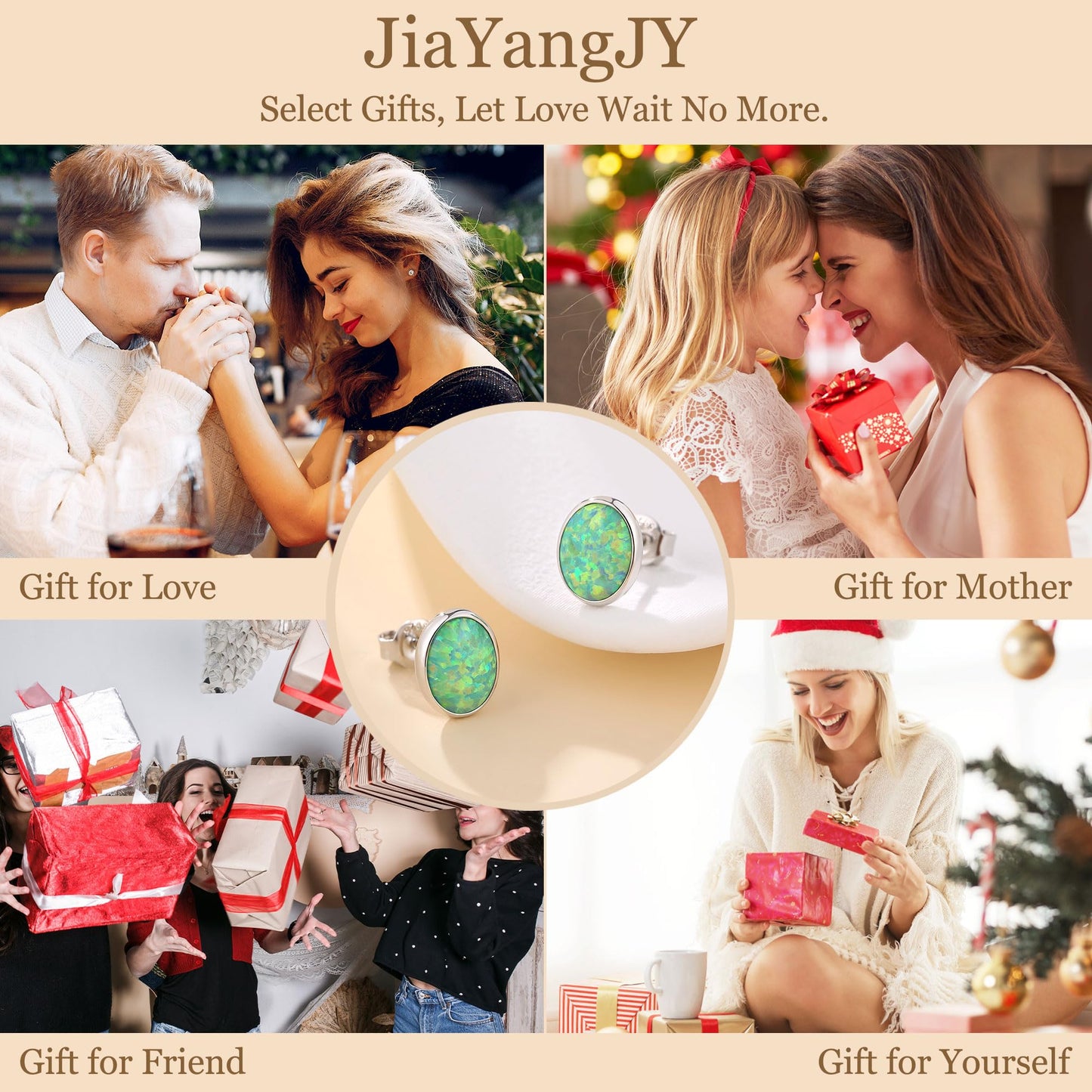 JiayangJY Silver Green Fire Opal Stud Earrings for Women Sterling Silver Oval Shape 7mm Opal Earrings with Push Back