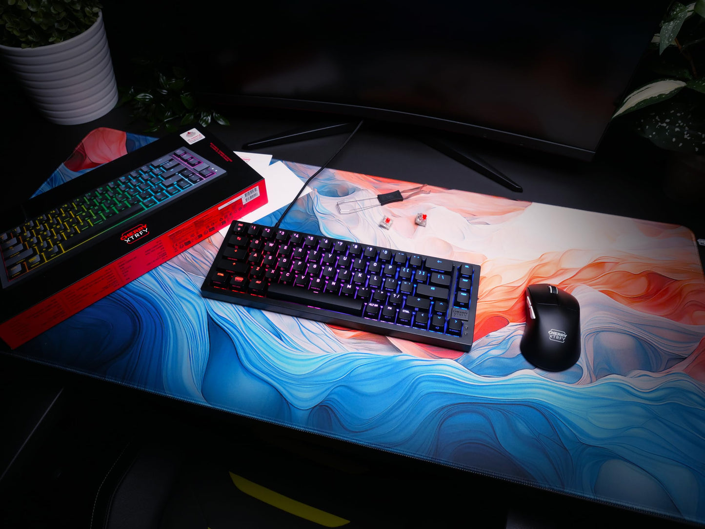 CHERRY XTRFY K5V2 Compact, Mechanical Gaming Keyboard in 65% Format, German Layout (QWERTZ), Hot-Swap Keyboard, CHERRY MX2A RED Switches, Black