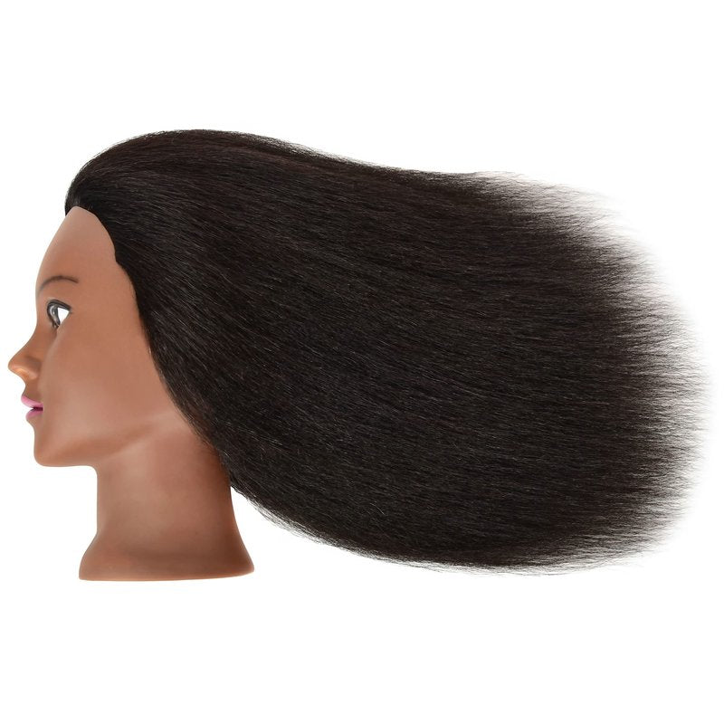 QACIEH Afro Kinky Curly 100% Real Human Hair Mannequin Head with Stand for Hairdresser Practice Cosmetology Manikin Doll Training Head Braiding Styling Coloring Bleaching Dyeing Cutting Updos Display