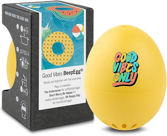 Good Vibes BeepEgg - Singing Floating Egg Timer – Boil Together with The Eggs - Egg Cooker for 3 Levels of doneness - BeepEgg with 3 melodies - Funny Musical Egg Timer - Brainstream