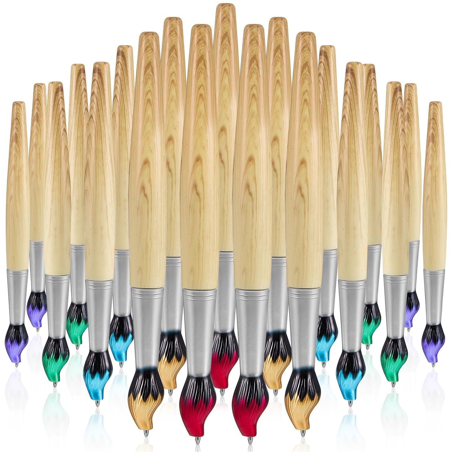 Outus Paintbrush Pens Bamboo Paint Brush Shape Retractable Novelty Ballpoint Pens Appreciation Gifts for Art Teachers Art Themed Party Supplies(30 Pieces)