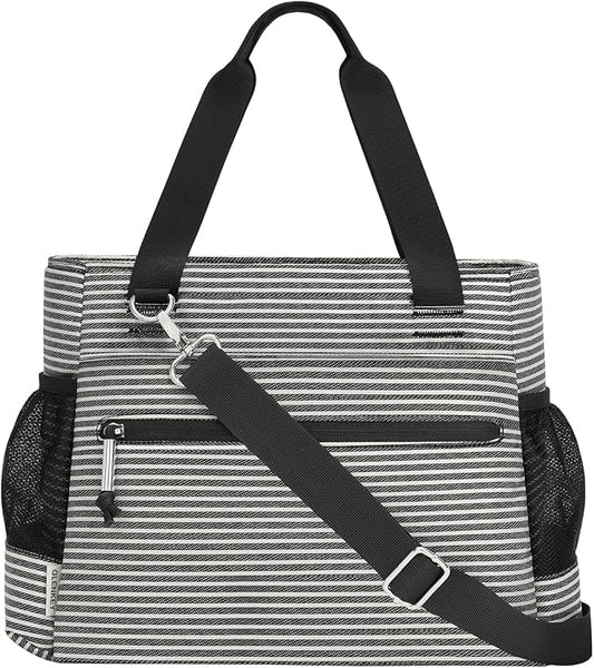 GLENKEY Insulated Lunch Box Lunch Bag Tote - Large Leakproof Cooler Bags for Women - Soft Lunchbox for Adults Work Shift Picnic Travel Stripe 15L