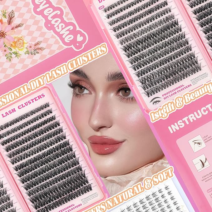 Lash Clusters Kit, 560 Pcs Eyelashes Clusters Kit 9-16mm Individual Lash Extension Kit D Curl Fluffy Wispy False Eyelashes (30D+40D, Lash Clusters Kit)