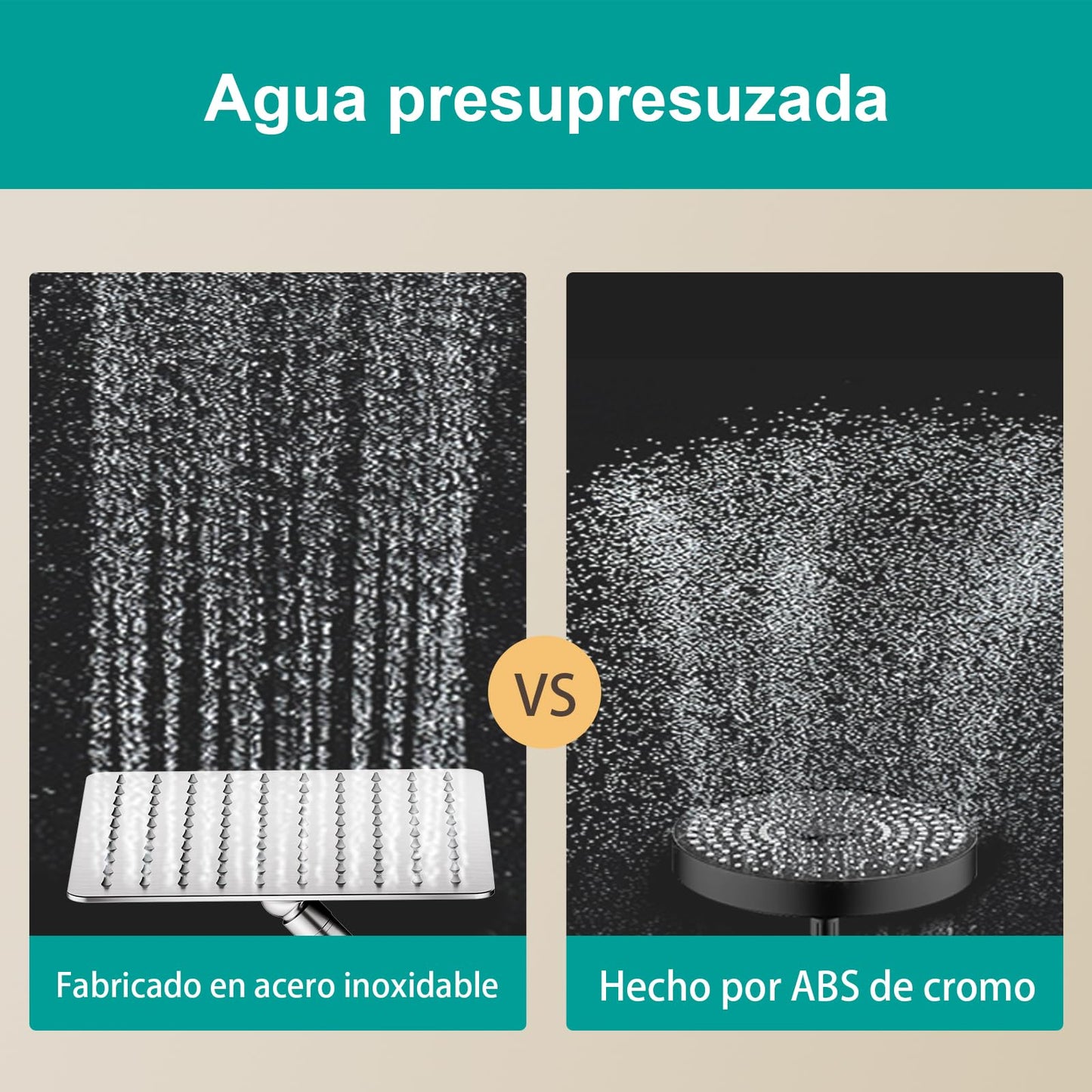 AULEEND Square Rain Shower Head, High Flow Stainless Steel,Work with any decorative style，All Metal Rainfall Shower Head (Brushed Nickel, 8)