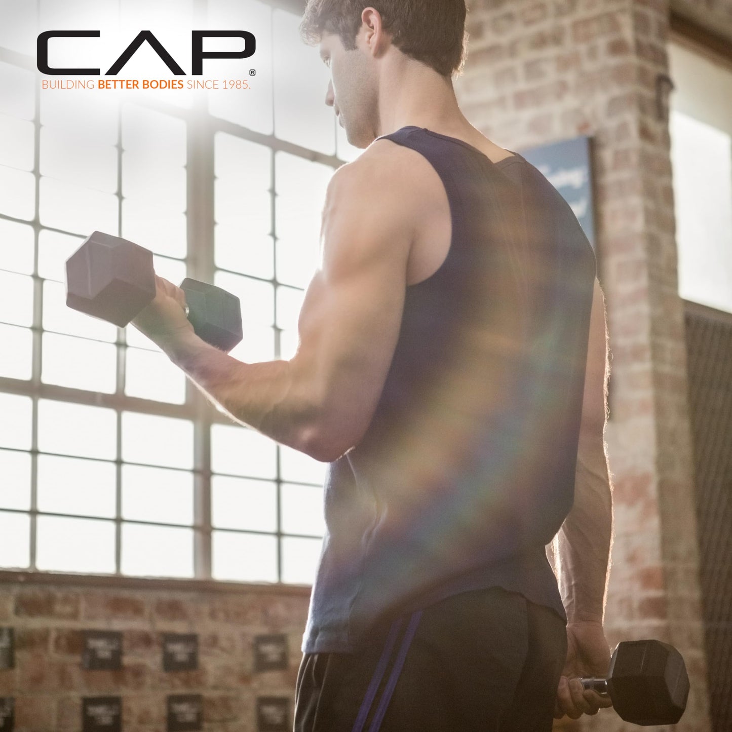 CAP Barbell 50 LB Rubber Coated Hex Dumbbell Hand Weight - Pair | Chrome Handle