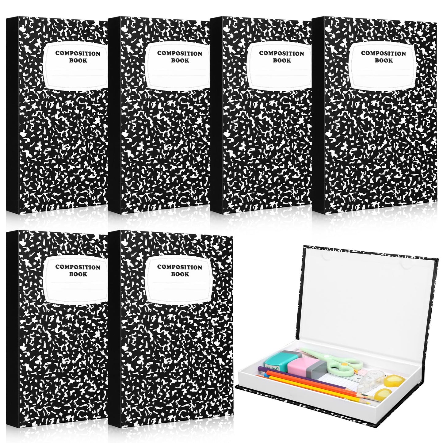 Amyhill 6 Pcs Teacher Appreciation Gifts Bulk Teacher Gifts Composition Notebook Box for Classroom Storage Boxes Graduation Party Favors Back to School Thank You Gift Supplies(Black)