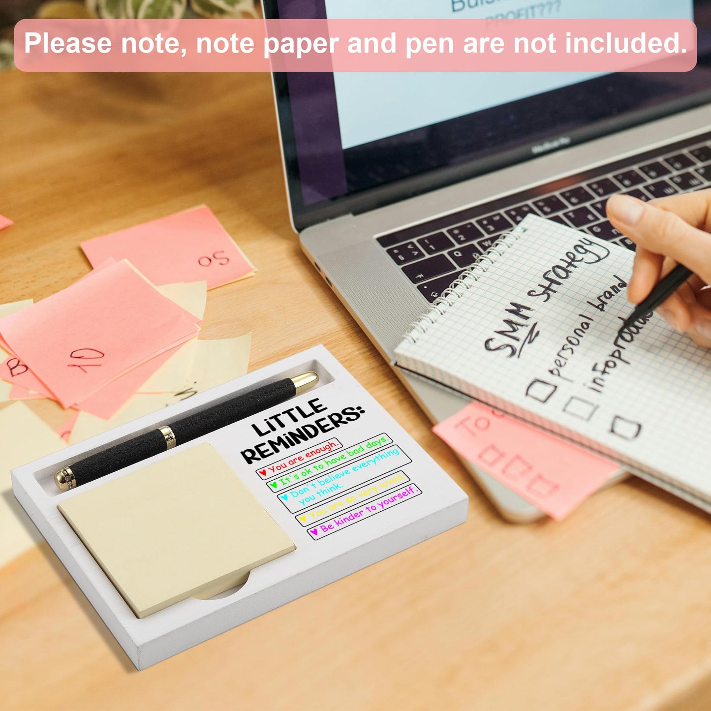 Little Reminders Sticky Note Holder for Desk, Motivational Office Organizer for Women Men, Inspirational Gifts for Coworker Friend Teacher Nurse, Birthday Christmas Appreciation Gift - FTB321