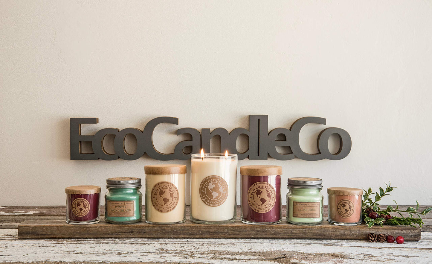 ECO CANDLE CO. Recycled Candle, Snowflakes, 6 oz. - Scents of Winter, Flowers, & Mint - 100% Soy Wax, No Lead, Kraft Paper Label & Lid, Hand Poured, Phthalate Free, Made from Midwest Grown Soybeans