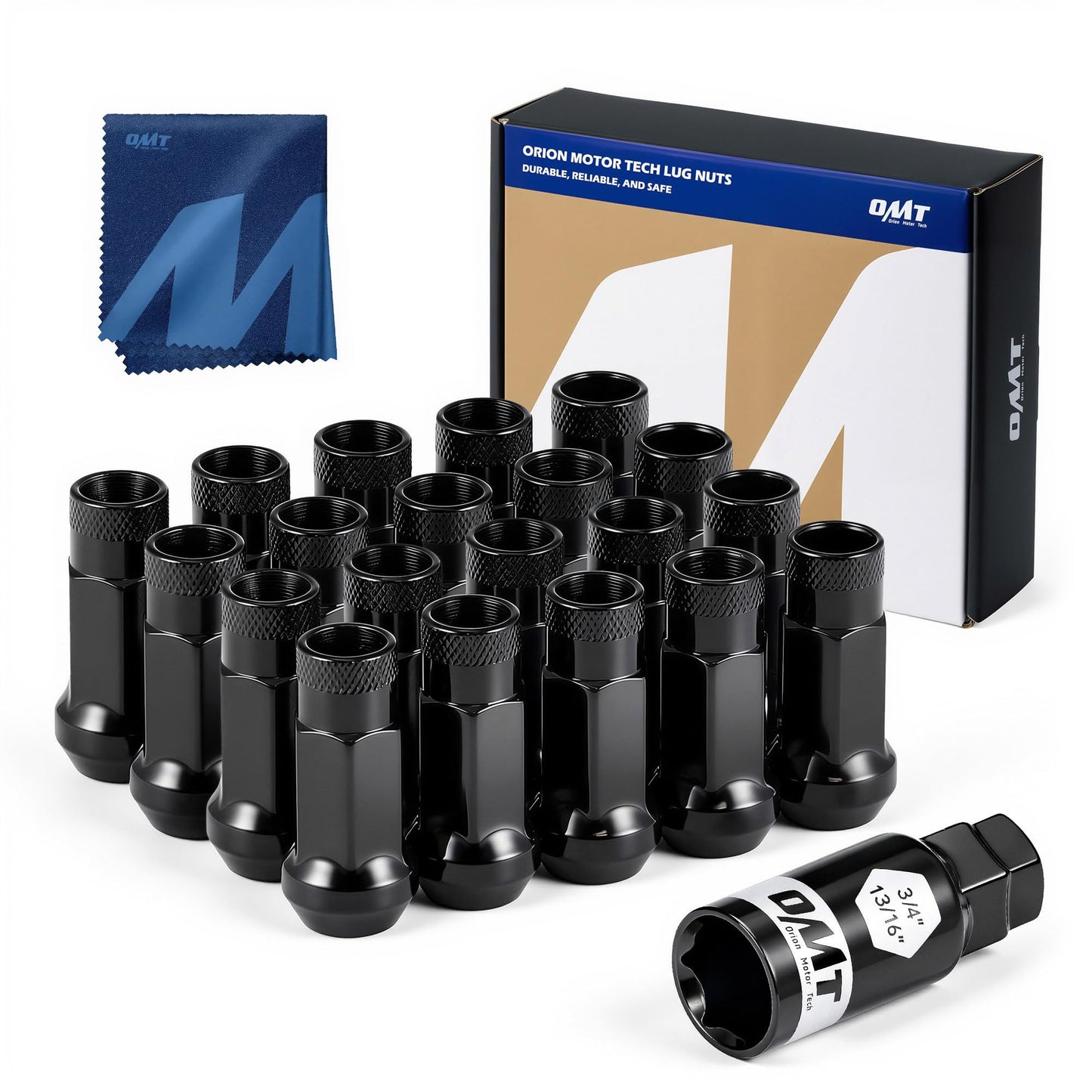 Orion Motor Tech M12x1.25 Lug Nuts, 12mmx1.25 Wheel Lug Nuts Compatible with Infiniti Nissan Subaru Suzuki and More, Open End Lug Nut Set, Set of 20, Black