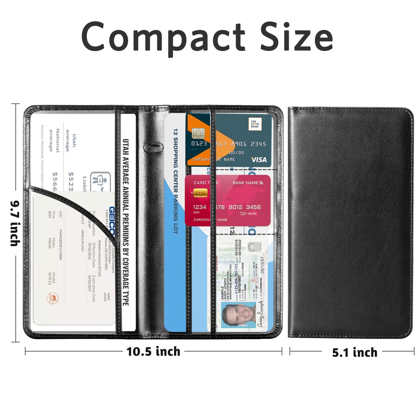 CoBak Car Registration and Insurance Holder - Vehicle Glove Box Car Organizer,Auto Truck Comparment Accessories Case with Magnetic Closure for Driver License,Cards