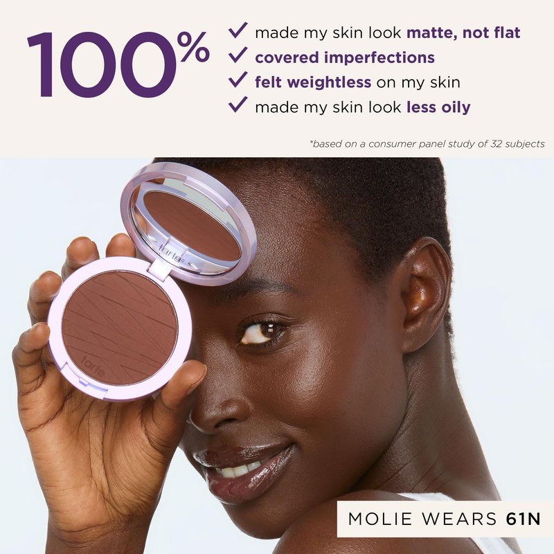 tarte face tape pressed powder – Medium-Coverage Waterproof Powder, Hyaluronic Acid & Peptides to Smooth & Set Makeup, Lightweight, Vegan & Cruelty-Free, full size, 12N fair neutral
