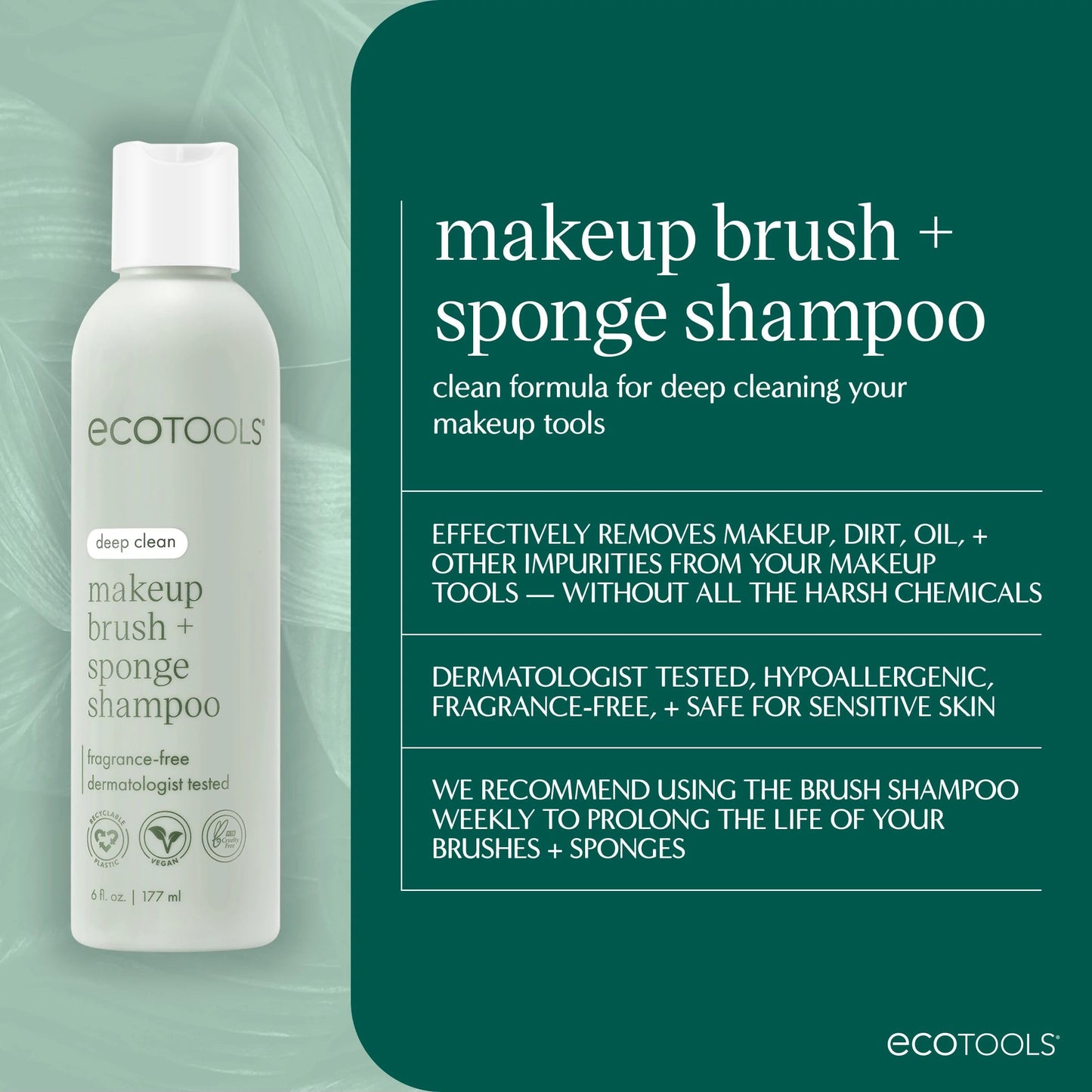 EcoTools Makeup Brush Cleansing Pad + Deep Clean Shampoo Bundle, Brush Cleaner Mat & Makeup Brush Cleanser For Deep Cleaning Tools, Clean Formula, Cruelty-Free, & Vegan, 2 Piece Set
