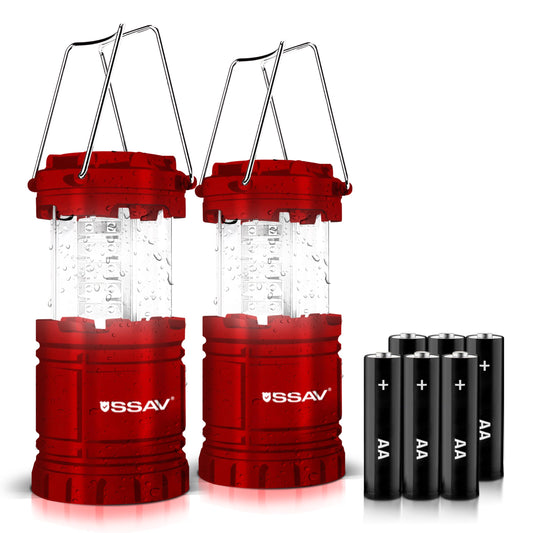2 Pack Camping Lantern, LED Lanterns Suitable for Hurricane & Survival Kit | Emergency Flashlight for Storm, Outages | Outdoor Portable Lanterns for Garage, Basement, Cars & Trucks | Red