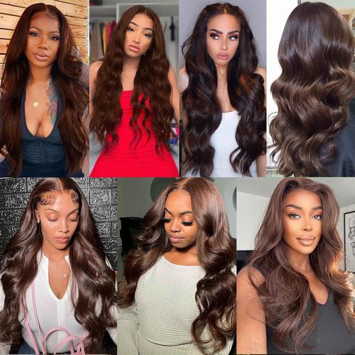 Fabimiya 22 24 26 Inch Human Hair Bundles Chocolate Brown 4# Body Wave Bundles Human Hair 100% Unprocessed Soft Sewn In Hair with Double Weft for Black Women