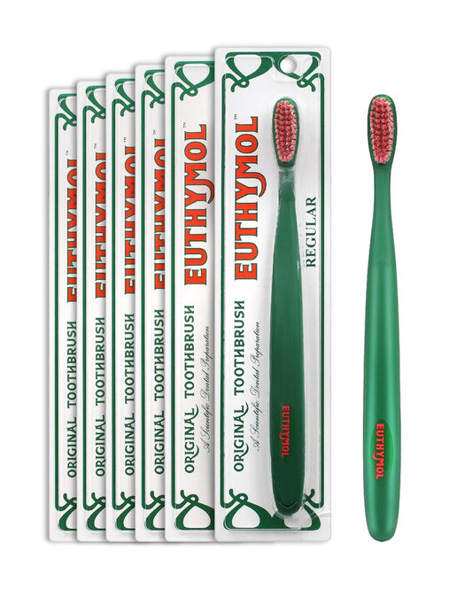 Euthymol Whitening Toothbrush (Pink, 6 Count) - Premium Soft Dual-Tension Bristles. Advanced Plaque Removal, Stain Reduction.
