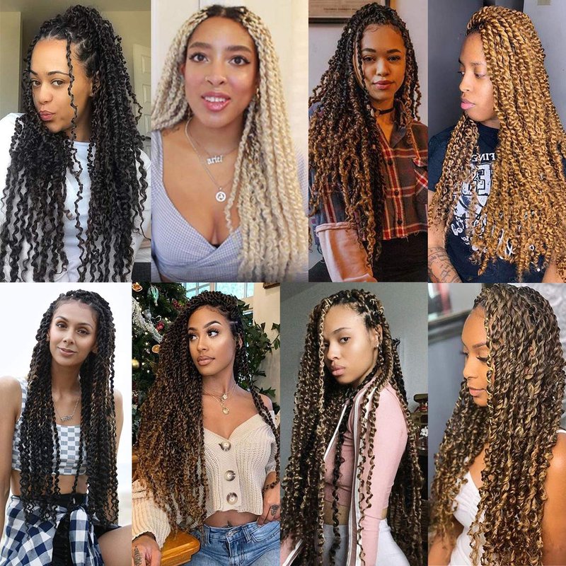 Leeven 7 Packs 24 Inch Copper Red Passion Twist Hair for Butterfly Locs Long Bohemian 350# Water Wave Passion Twists Crochet Braiding Hair 18 Strands/Pack Hot Water Setting Synthetic Braids Hair