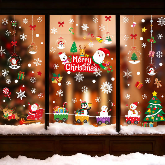 175 PCS Christmas Window Clings Xmas Decals Stickers for Christmas Window Decorations