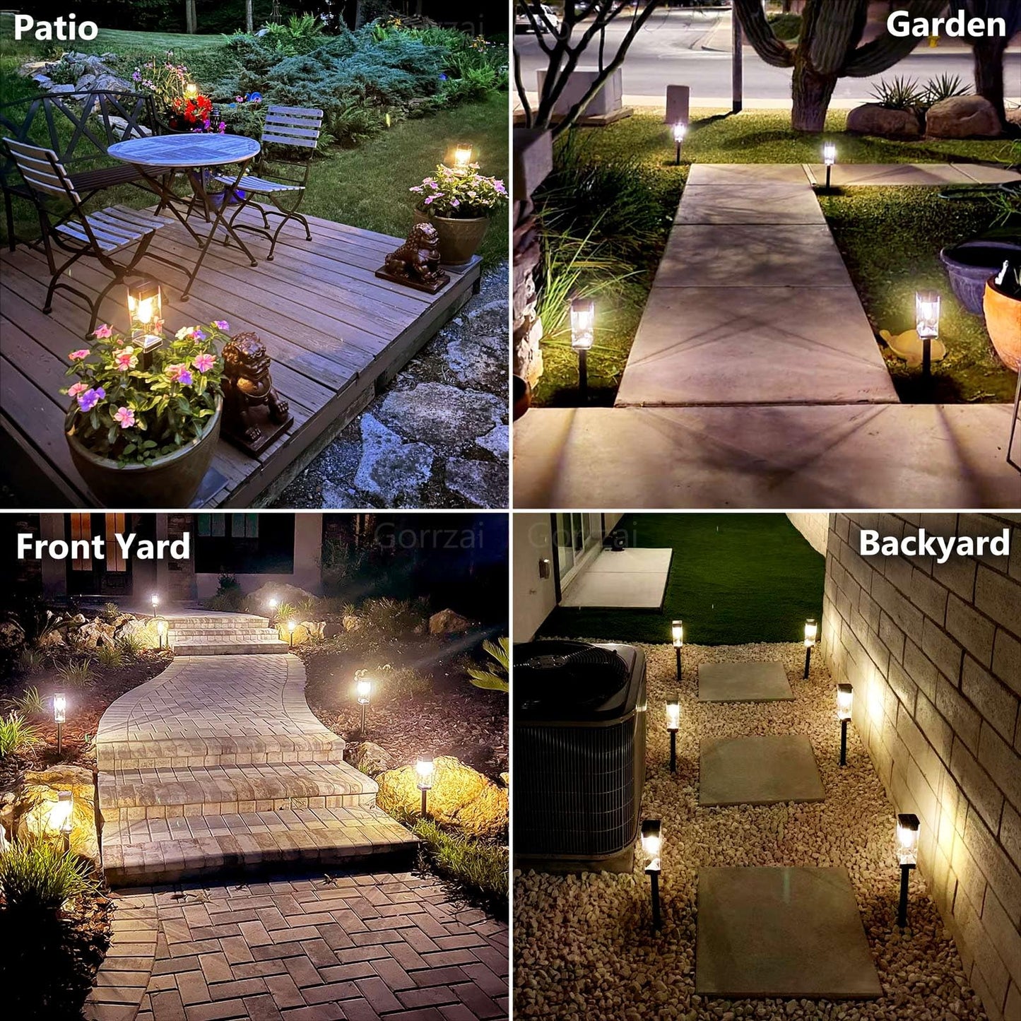 Gorrzai Bright Solar Pathway Lights Outdoor 8 Pack Solar Lights Outdoor LED Waterproof with 3000K Tungsten Filament Bulb Landscape Lighting for Yard, Driveway, Garden, Walkway, Lawn, Path