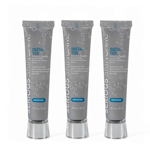 Serious Skincare INSTA-TOX Instant Wrinkle Smoothing Skin Serum TRIO - Temporarily Tightens Face - Instantly Reduce Appearance of Lines, Wrinkles & Large Pores - For Women & Men - .75 Fl. Oz. (3Pack)