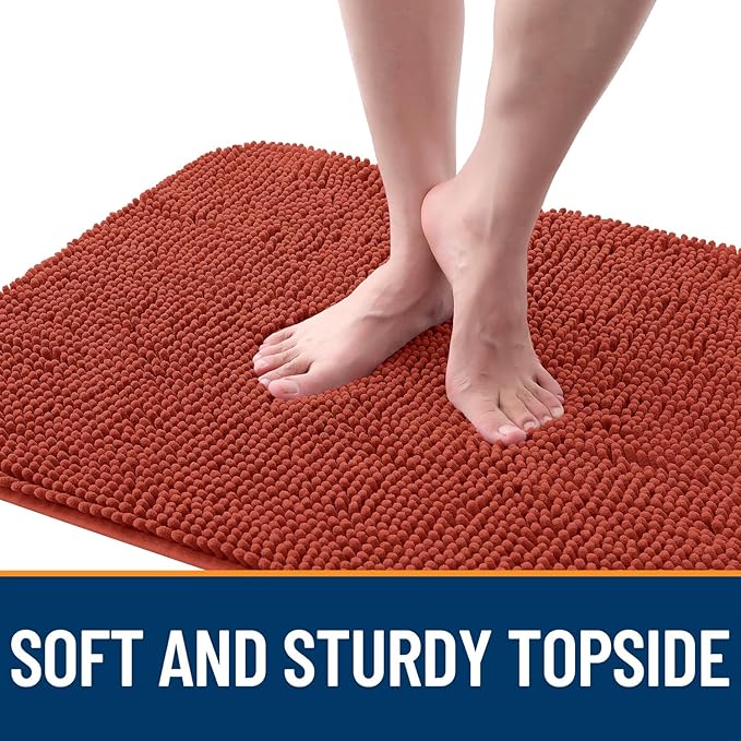 OLANLY Dog Door Mat for Muddy Paws 59x20, Absorbs Moisture and Dirt, Absorbent Non-Slip Washable Doormat, Quick Dry Chenille Mud Mat for Dogs, Entry Indoor Entryway Carpet for Inside Floor, Maple Red