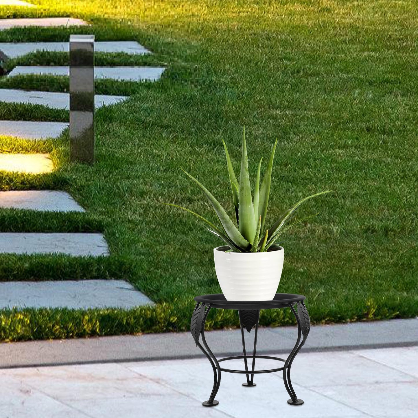 Beavorty 2pcs Metal Plant Stand Flowerpot Holder Indoor Outdoor Iron Decorative Ball Base for Garden Patio Front Door Plant Display