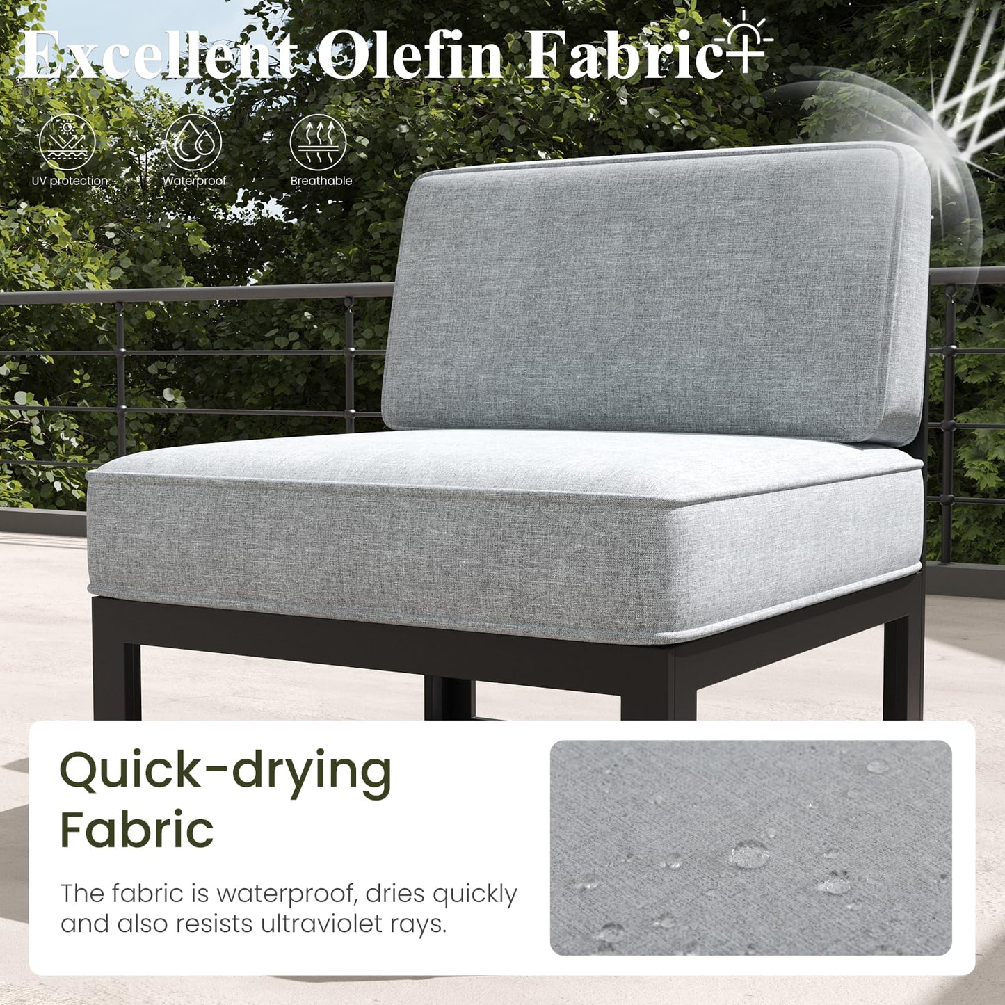 LayinSun Large Aluminum Patio Furniture Set with Fire Pit Table, 11 Pieces Modern Outdoor Conversation Set Sectional Metal Sofa Set with Olefin Cushion