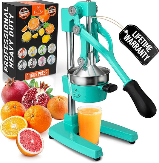 Zulay Kitchen Cast Iron Juicer - Heavy Duty Manual Juicer with Detachable Strainers for Easy Cleaning, Orange Juice Press for Citrus Fruits, Perfect for Bartenders, Juice Lovers & Health Enthusiasts