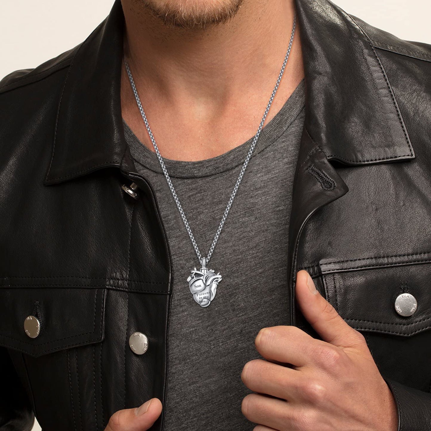 Personalized Anatomical Heart Urn Necklaces for Ashes Sterling Silver Ash Pendants Cremation Jewelry Son Keepsake Pendant Memorial Jewelry Gifts for Loss of Son