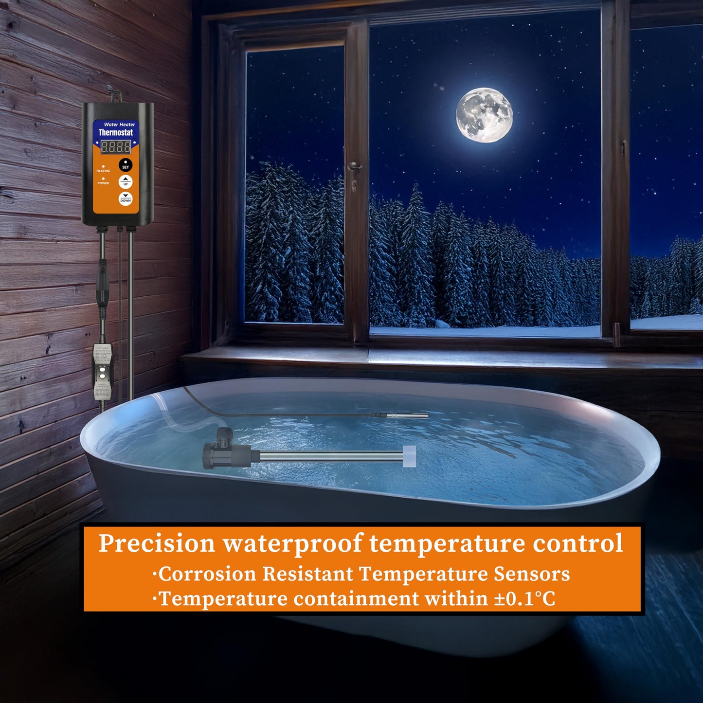 LASTINGCAPE 240V 3500W Fully Submersible Portable Electric Hot Tub & Pool immersion Water Heater with Thermostat, GFCI plug for spa tub, Baptismal pool, inflatable pool,above ground pool and Bathtubs