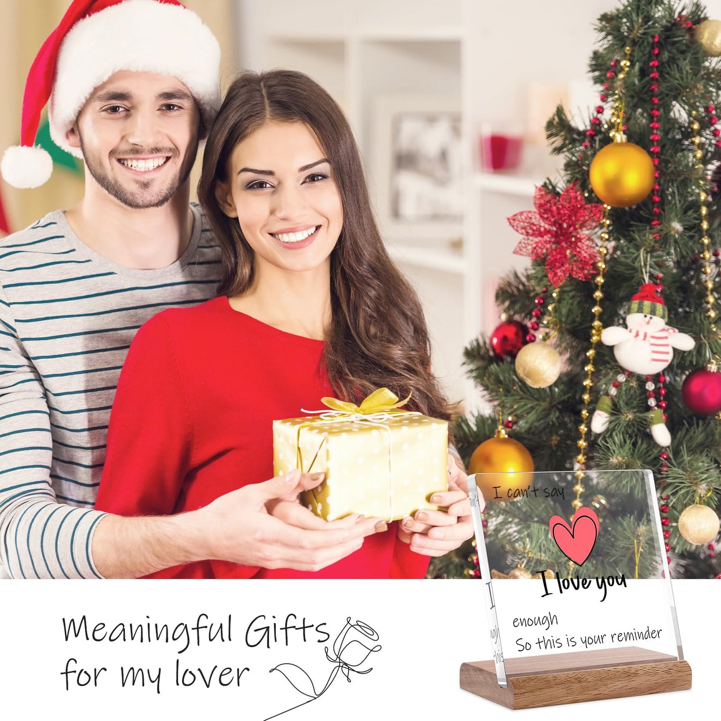 FreeJac I Love You Gifts for Her Him - Valentines Day Gifts for Girlfriend Wife Christmas Birthday Wedding Anniversary Keepsake Loving Acrylic Plaque Gifts for Boyfriend Husband Miss You Gifts