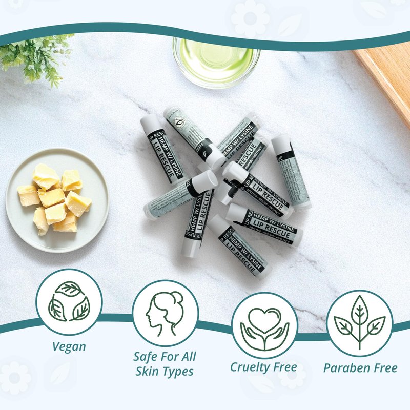 Hemp Lip Balm with L-Lysine & Seed Oil | Intense Lip Conditioner for Softness & Moisture Retention | Natural Botanical Lip Care (5 Tubes)