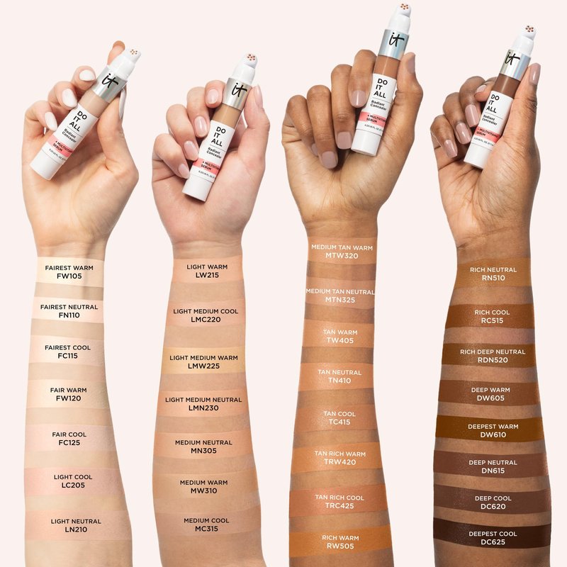 IT Cosmetics Do It All Radiant Concealer ­­– Makeup Concealer – Hydrate & Brighten – Creaseless Medium Coverage & Radiant Finish ­­– Niacinamide & Hyaluronic Acid - Light Warm, 0.2 Fl Oz