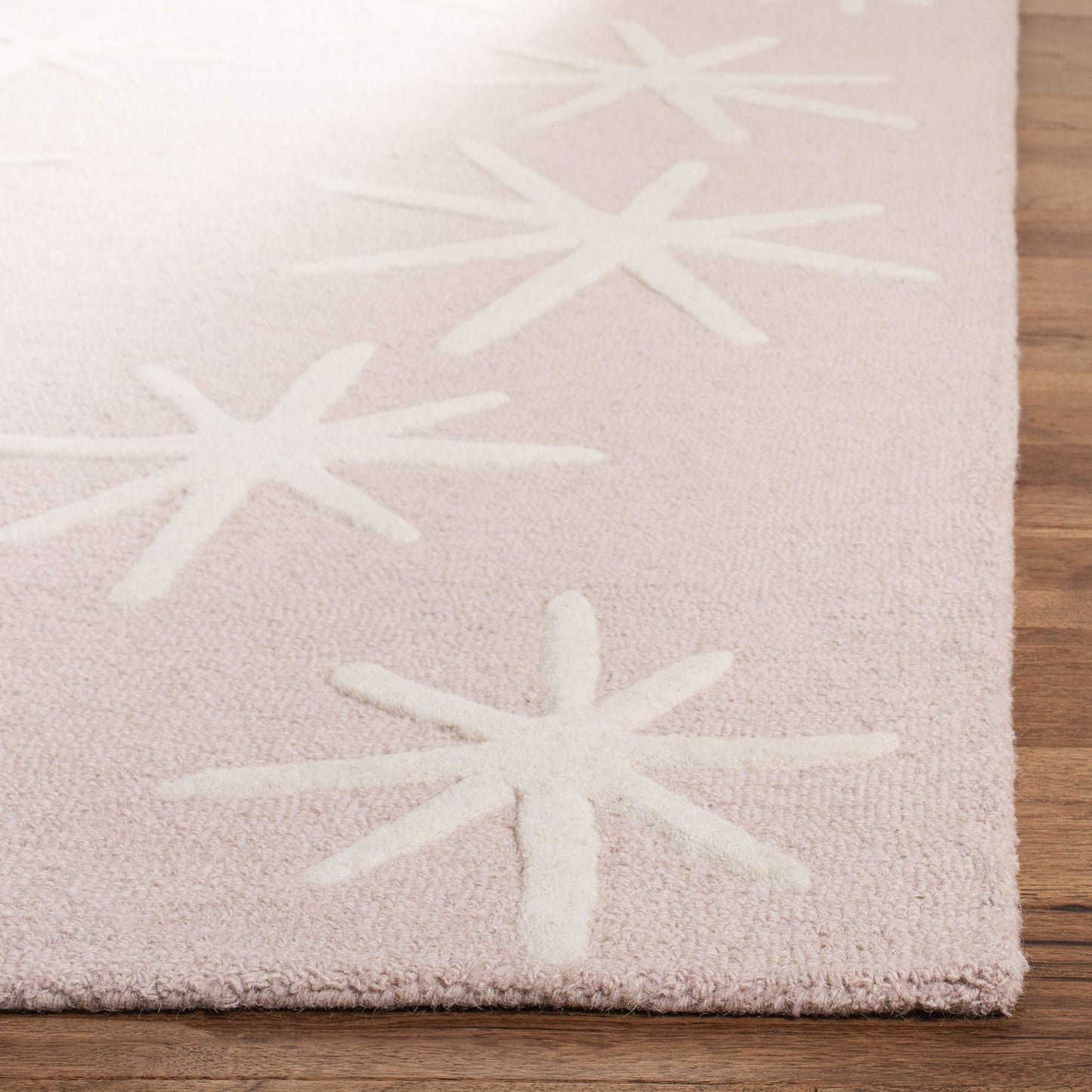 SAFAVIEH Area Rug 8x10 - Kids Collection - Large - Pink & Ivory, Handmade Wool, Starburst Design, Ideal for Bedroom, Playroom, Nursery, Boys & Girls Room (SFK908P)